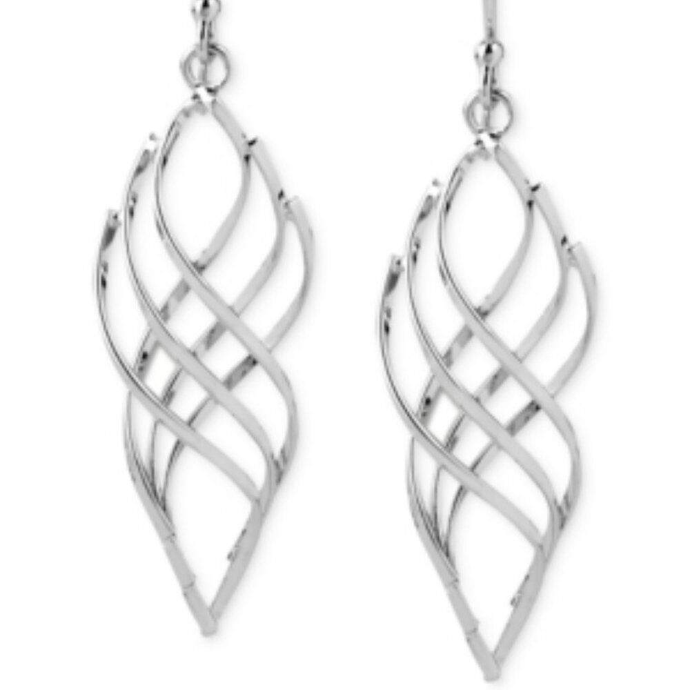Touch of Silver Swirled Drop Earrings in Silver-Plated Metal 3 for $10.00